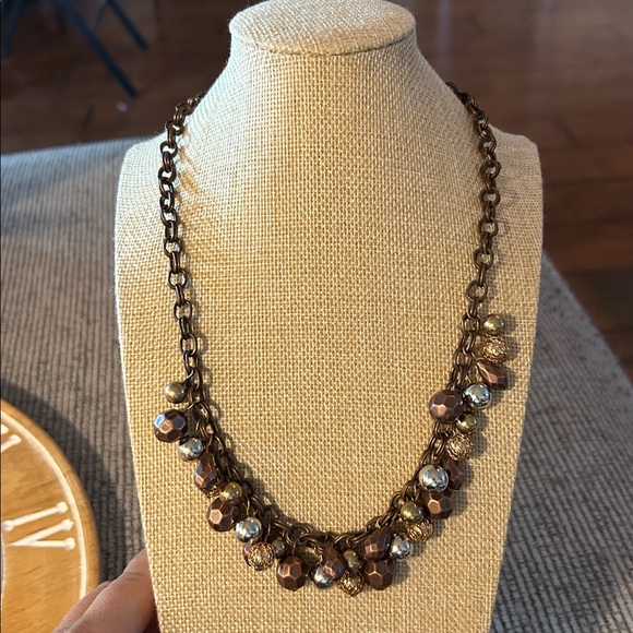 Elegant Brown and Gold Beaded Necklace tru color gold silver bronze - Picture 7 of 11
